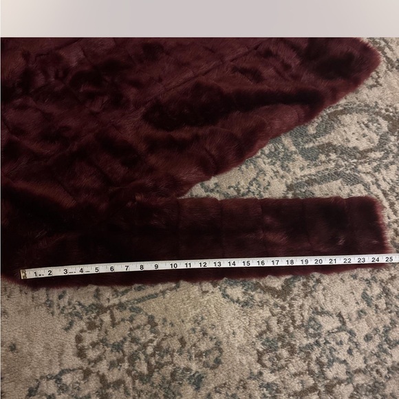Mossimo Burgundy Faux Fur Long Coat - Picture 6 of 6